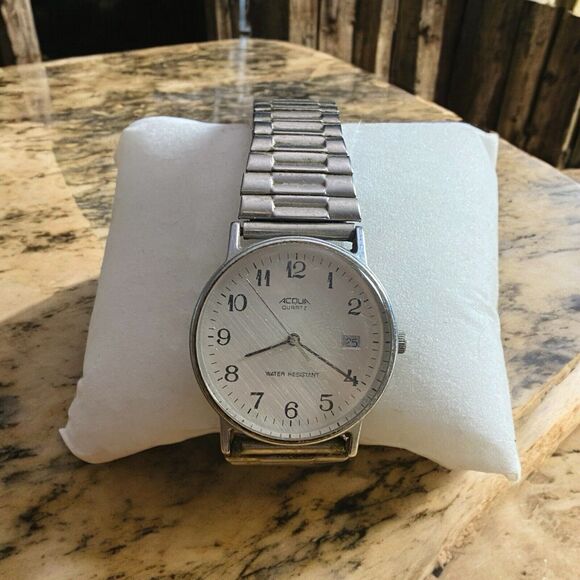 Men’s Watch Both Acqua Quartz Stainless Steel Used For Parts Only - Picture 1 of 8